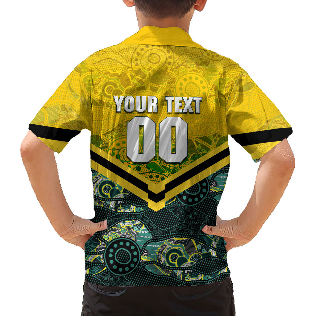 Personalised Kangaroos Rugby Hawaiian Shirt Aboriginal Pattern Australia Colors Tribal Sports