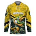 Personalised Kangaroos Rugby Hockey Jersey Aboriginal Pattern Australia Colors Tribal Sports
