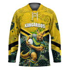Personalised Kangaroos Rugby Hockey Jersey Aboriginal Pattern Australia Colors Tribal Sports