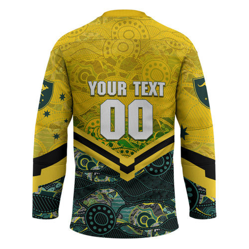 Personalised Kangaroos Rugby Hockey Jersey Aboriginal Pattern Australia Colors Tribal Sports