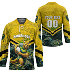 Personalised Kangaroos Rugby Hockey Jersey Aboriginal Pattern Australia Colors Tribal Sports