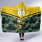 Personalised Kangaroos Rugby Hooded Blanket Aboriginal Pattern Australia Colors Tribal Sports