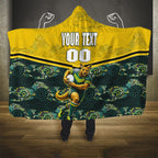 Personalised Kangaroos Rugby Hooded Blanket Aboriginal Pattern Australia Colors Tribal Sports