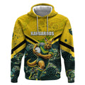 Personalised Kangaroos Rugby Hoodie Aboriginal Pattern Australia Colors Tribal Sports