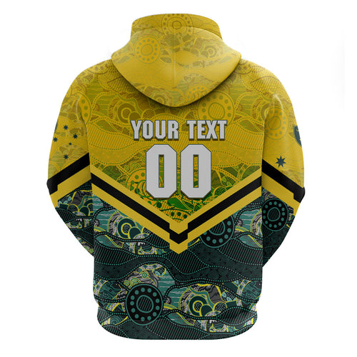 Personalised Kangaroos Rugby Hoodie Aboriginal Pattern Australia Colors Tribal Sports
