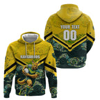 Personalised Kangaroos Rugby Hoodie Aboriginal Pattern Australia Colors Tribal Sports