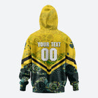 Personalised Kangaroos Rugby Hoodie Aboriginal Pattern Australia Colors Tribal Sports