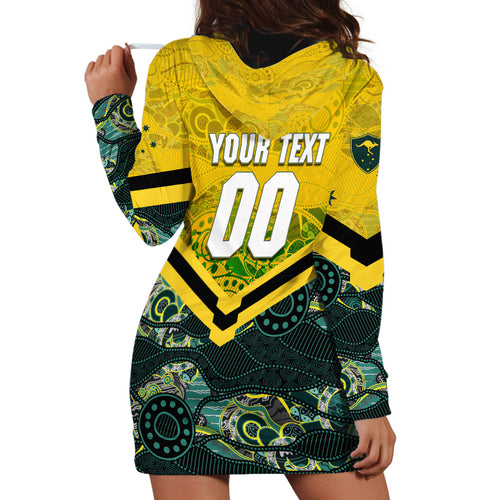 Personalised Kangaroos Rugby Hoodie Dress Aboriginal Pattern Australia Colors Tribal Sports