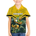 Personalised Kangaroos Rugby Kid Hawaiian Shirt Aboriginal Pattern Australia Colors Tribal Sports