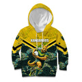 Personalised Kangaroos Rugby Kid Hoodie Aboriginal Pattern Australia Colors Tribal Sports