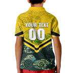 Personalised Kangaroos Rugby Kid Polo Shirt Aboriginal Pattern Australia Colors Tribal Sports