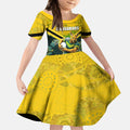 Personalised Kangaroos Rugby Kid Short Sleeve Dress Aboriginal Pattern Australia Colors Tribal Sports