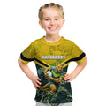 Personalised Kangaroos Rugby Kid T Shirt Aboriginal Pattern Australia Colors Tribal Sports