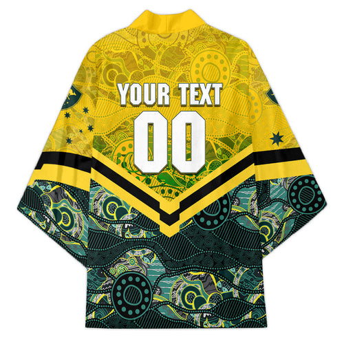 Personalised Kangaroos Rugby Kimono Aboriginal Pattern Australia Colors Tribal Sports