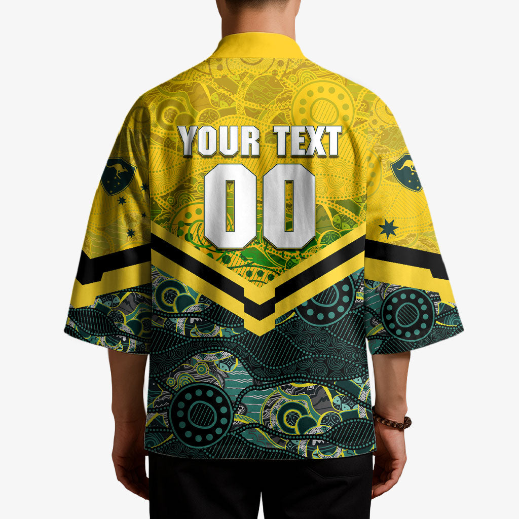 Personalised Kangaroos Rugby Kimono Aboriginal Pattern Australia Colors Tribal Sports