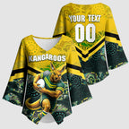 Personalised Kangaroos Rugby Kimono Sleeve Blouse Aboriginal Pattern Australia Colors Tribal Sports