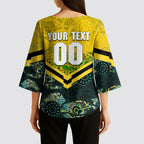 Personalised Kangaroos Rugby Kimono Sleeve Blouse Aboriginal Pattern Australia Colors Tribal Sports