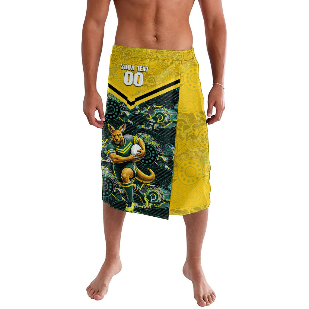 Personalised Kangaroos Rugby Lavalava Aboriginal Pattern Australia Colors Tribal Sports
