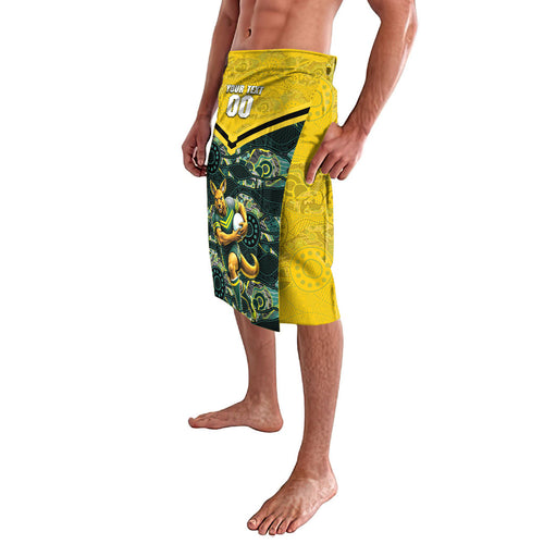 Personalised Kangaroos Rugby Lavalava Aboriginal Pattern Australia Colors Tribal Sports