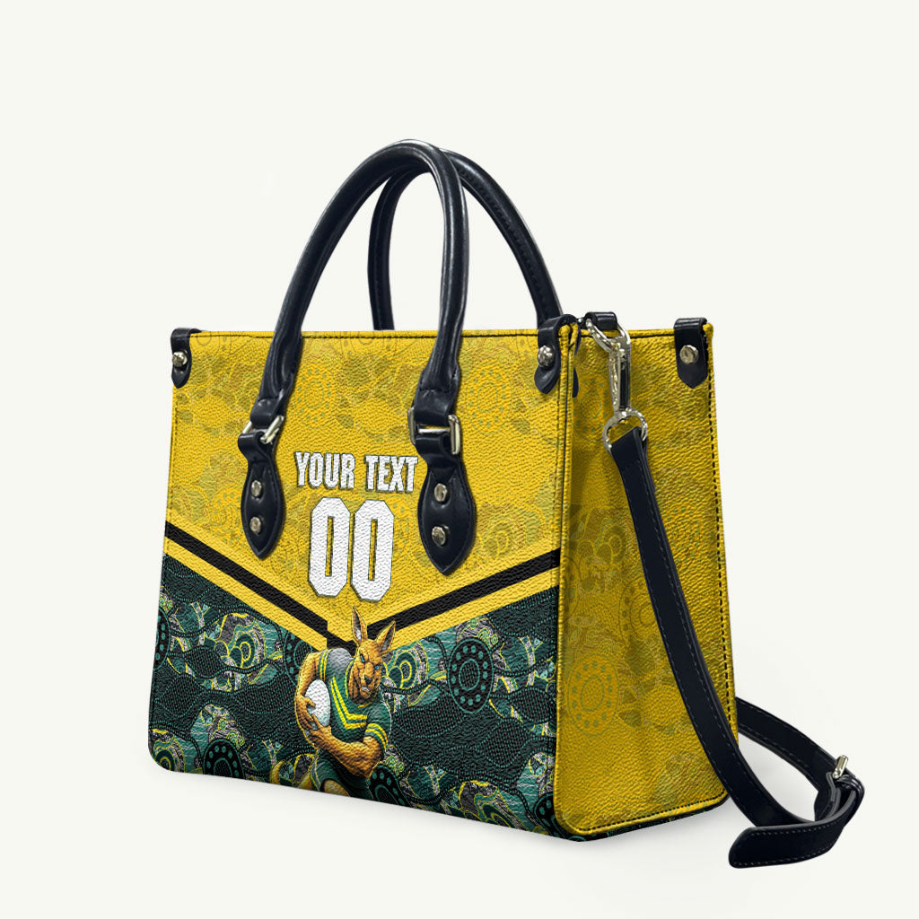 Personalised Kangaroos Rugby Leather Bag Aboriginal Pattern Australia Colors Tribal Sports