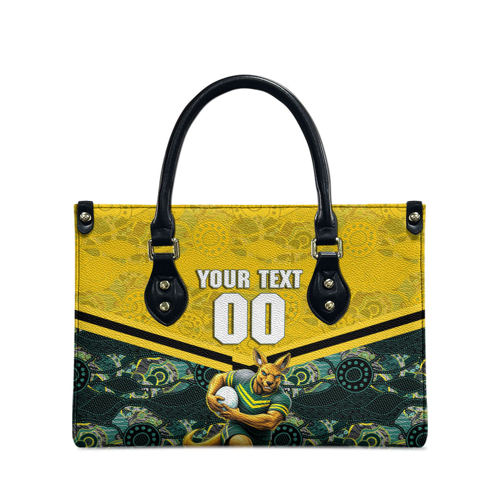 Personalised Kangaroos Rugby Leather Bag Aboriginal Pattern Australia Colors Tribal Sports