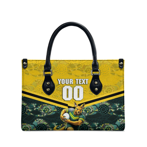 Personalised Kangaroos Rugby Leather Bag Aboriginal Pattern Australia Colors Tribal Sports
