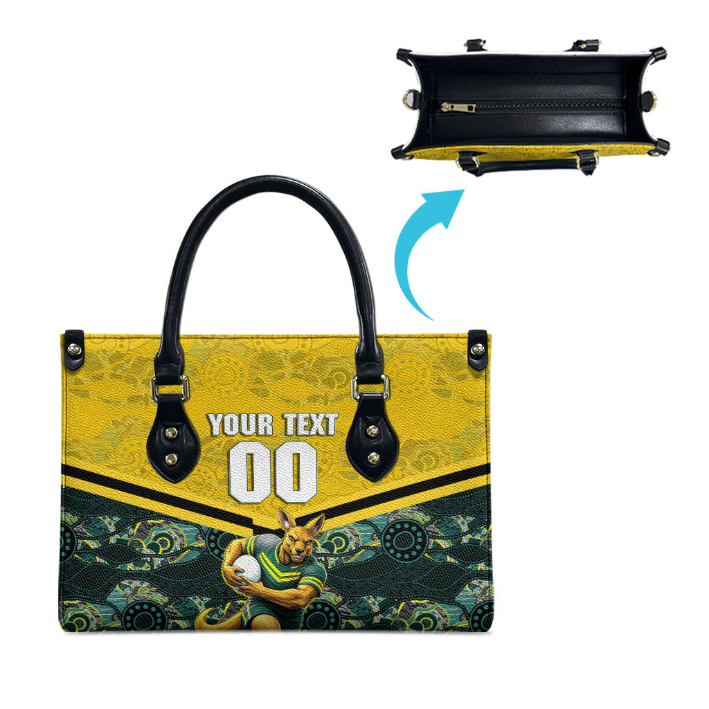 Personalised Kangaroos Rugby Leather Bag Aboriginal Pattern Australia Colors Tribal Sports