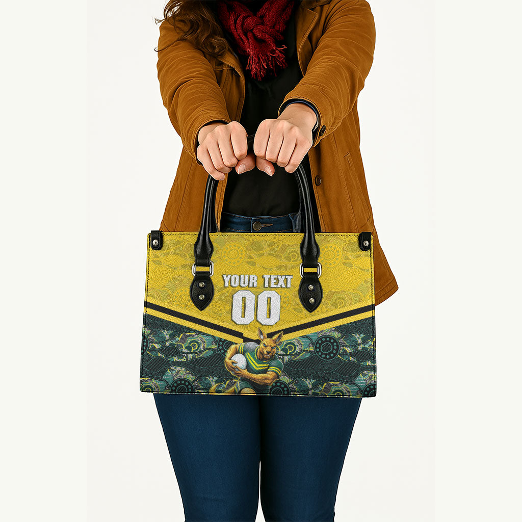 Personalised Kangaroos Rugby Leather Bag Aboriginal Pattern Australia Colors Tribal Sports