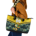 Personalised Kangaroos Rugby Leather Tote Bag Aboriginal Pattern Australia Colors Tribal Sports