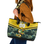 Personalised Kangaroos Rugby Leather Tote Bag Aboriginal Pattern Australia Colors Tribal Sports