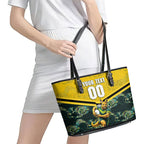 Personalised Kangaroos Rugby Leather Tote Bag Aboriginal Pattern Australia Colors Tribal Sports
