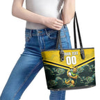 Personalised Kangaroos Rugby Leather Tote Bag Aboriginal Pattern Australia Colors Tribal Sports