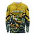 Personalised Kangaroos Rugby Long Sleeve Shirt Aboriginal Pattern Australia Colors Tribal Sports