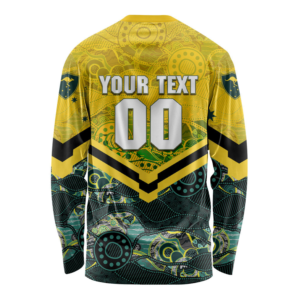 Personalised Kangaroos Rugby Long Sleeve Shirt Aboriginal Pattern Australia Colors Tribal Sports