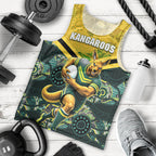 Personalised Kangaroos Rugby Men Tank Top Aboriginal Pattern Australia Colors Tribal Sports