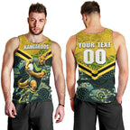 Personalised Kangaroos Rugby Men Tank Top Aboriginal Pattern Australia Colors Tribal Sports