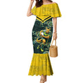Personalised Kangaroos Rugby Mermaid Dress Aboriginal Pattern Australia Colors Tribal Sports