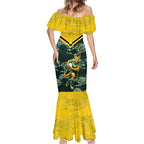 Personalised Kangaroos Rugby Mermaid Dress Aboriginal Pattern Australia Colors Tribal Sports