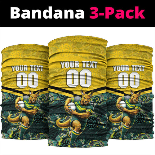 Personalised Kangaroos Rugby Neck Gaiter Aboriginal Pattern Australia Colors Tribal Sports