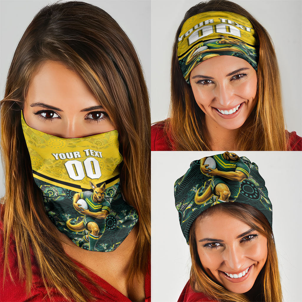 Personalised Kangaroos Rugby Neck Gaiter Aboriginal Pattern Australia Colors Tribal Sports