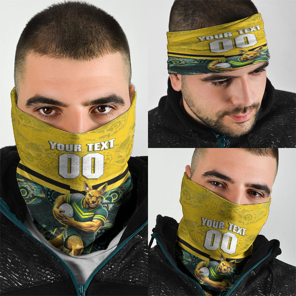 Personalised Kangaroos Rugby Neck Gaiter Aboriginal Pattern Australia Colors Tribal Sports