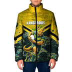 Personalised Kangaroos Rugby Padded Jacket Aboriginal Pattern Australia Colors Tribal Sports