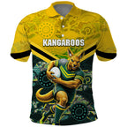 Personalised Kangaroos Rugby Polo Shirt Aboriginal Pattern Australia Colors Tribal Sports