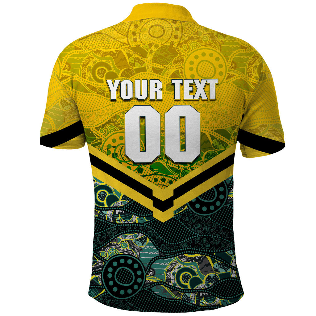 Personalised Kangaroos Rugby Polo Shirt Aboriginal Pattern Australia Colors Tribal Sports