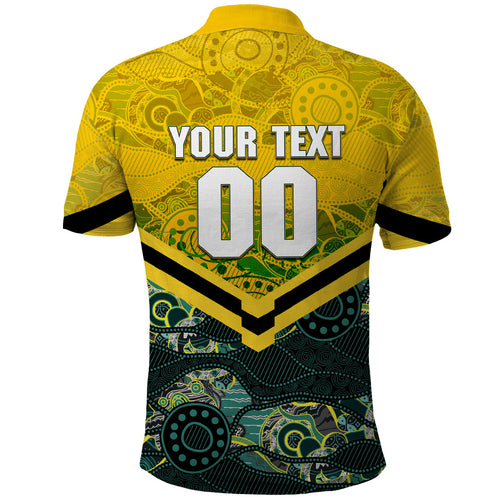 Personalised Kangaroos Rugby Polo Shirt Aboriginal Pattern Australia Colors Tribal Sports