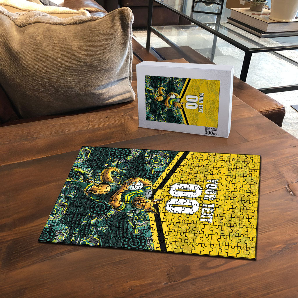 Personalised Kangaroos Rugby Puzzle Aboriginal Pattern Australia Colors Tribal Sports
