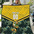 Personalised Kangaroos Rugby Quilt Aboriginal Pattern Australia Colors Tribal Sports