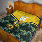 Personalised Kangaroos Rugby Quilt Aboriginal Pattern Australia Colors Tribal Sports