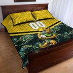 Personalised Kangaroos Rugby Quilt Bed Set Aboriginal Pattern Australia Colors Tribal Sports