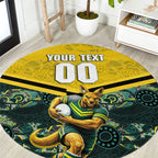 Personalised Kangaroos Rugby Round Carpet Aboriginal Pattern Australia Colors Tribal Sports